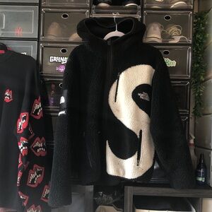 The North Face Supreme Black and Cream Fleece Jacket